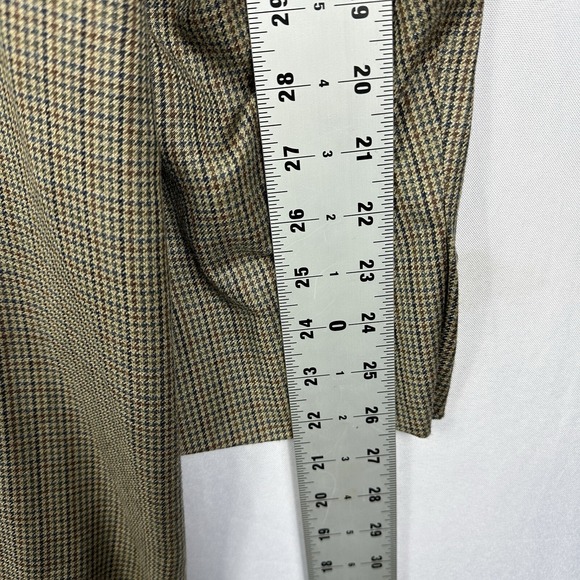 Lauren Ralph Lauren Silk Wool Houndstooth‎ Blazer Mens 46L Brown Sport Coat EUC - Picture 10 of 11